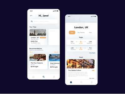 UX/UI design for KalTip, a travel app