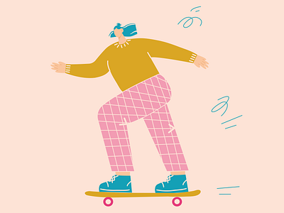 Skating 2d art cartoon character charachter colour flat fun girl illustration skateboarding vector