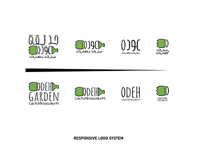 ODEH GARDEN brand cactus green logo responsive logo system succulent