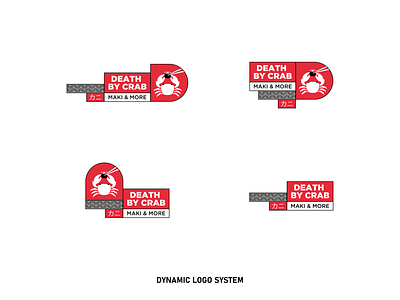 Death by crab logo branding crab dynamic logo system dynamiclogo japanese food logo maki pattern pattren red restaurant slogan sushi