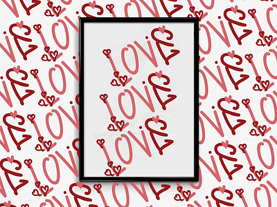 Love (حب) Pattern design color design illustration lettering love minimal pattern pink poster print red valentine