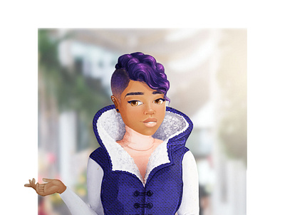 High Collar charater design design digital illustration fashiondesign illustration melanin purple hair redraw woman of colour