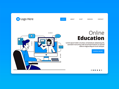 Online education landing page. artwork design graphics illustration illustrator ui vector webdesign