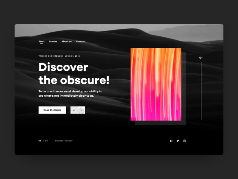 Obscure Landing Page animation flinto landing page minimal photo typography ui web webdesign website