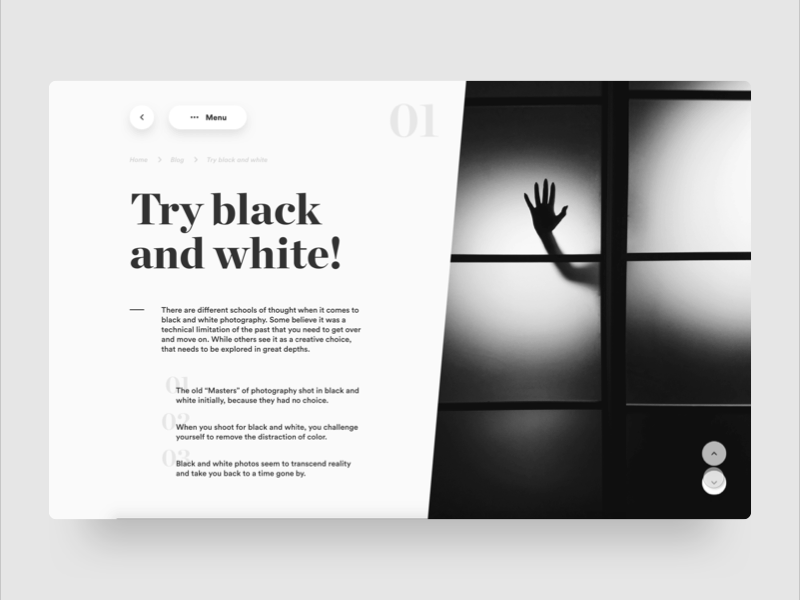Try Black And White animation flinto landing page minimal photo simple design typography ui web webdesign website