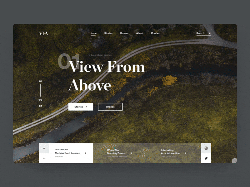 View From Above animation landing page photo principle typography ui web webdesign website