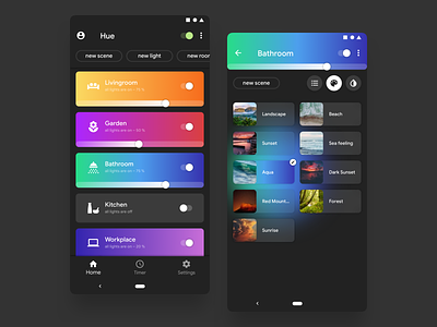 Philips Hue Remake For Android android app design app color gradient hue interace ui