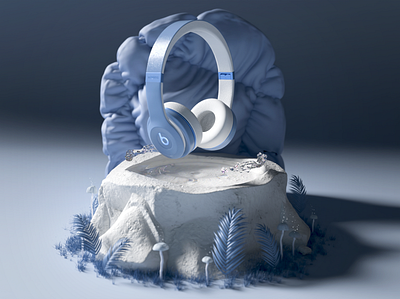 BEAT _ blue mood 3d art 3d artist branding cinema4d composition design headphones minimal product redshift
