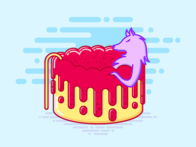 Wolf in jelly pool