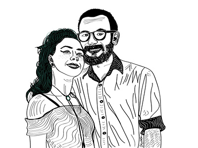 Self Portrait with my Love black and white character design detail faces hand drawn huion illustration pattern people portraiture self portrait stipple tablet