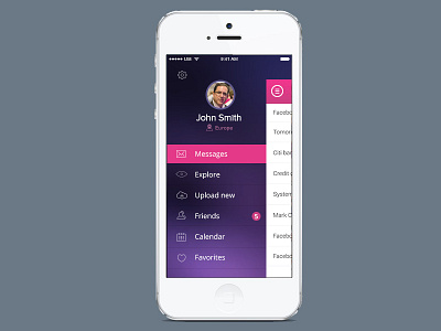 Profile iphone user interface off canvas profile side bar