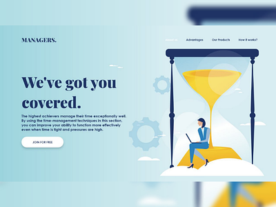 Landing page design for managers website
