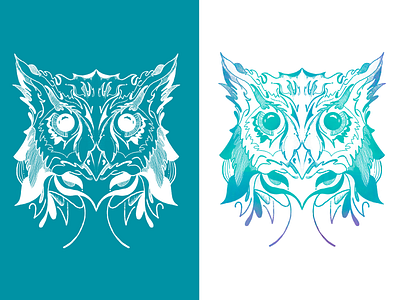 Owl Symmetry animal bird blue branding creative design digital drawing eyes feathers flying graphic design hoot illustration line logo mirroring owl symmetry texture