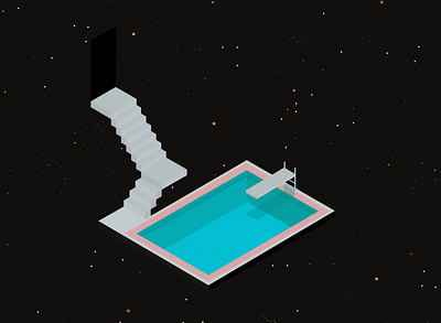 Isometric Space Illustration art constallation creative design digital diving floating graphic design illustration isometric art lost outerspace planet pool sketch space stairs stars swimming vector