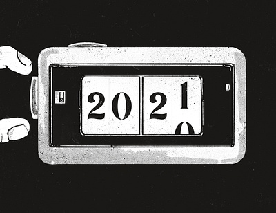 The Changing Times 2021 alarmclock art black and white change changing times clock clocks concept creative design digital illustration procreate texture time year