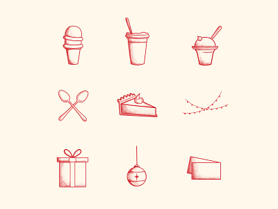 Icons No. 1 christmas cone gift gift box gift card gifts giving holiday ice cream cone icecream icons lights ornament pie present pumpkin pie red spoons sundae thanksgiving