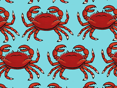 Crab Pattern crab gouache nautical