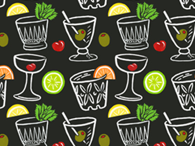 Party Pattern alcohol cocktail cocktails illustration retro vintage