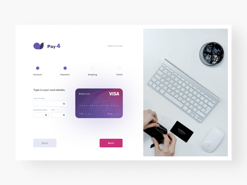 Pay4 / Checkout page - DailyUI #002 animation checkout credit card credit card checkout dailyui dailyuichallenge figma payment form principle signup uiux user experience user interface