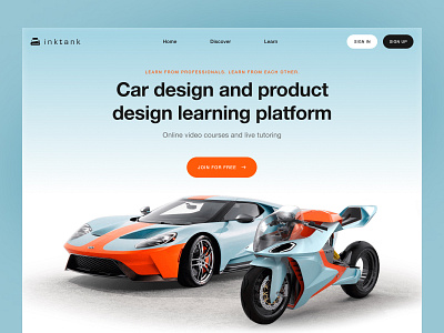 E-learning Landing Page Concept 3d car dailyui design e learning figma gradient landing page minimal muzli orange render ui user interface web design