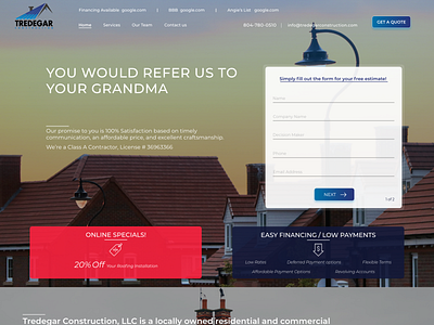 Home Page Elements for Construction Company