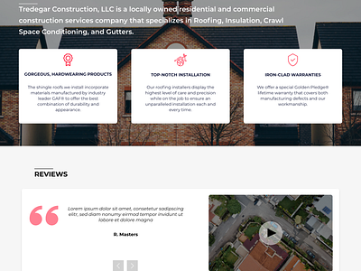 About Us + Reviews Blocks for Construction Company about us page adobe xd design home page reviews ui design ux design
