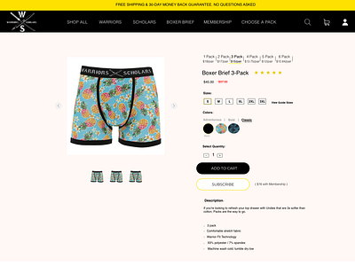 Product Page Elements for Men's boxers shop