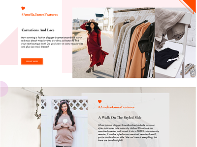 Elements of Blog on Home Page of new women's clothes site adobe xd blog home page product card product page shop shopify shopping site ui design ux design