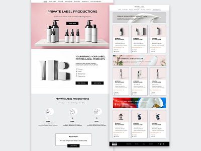 Home screen and Product Page for label company