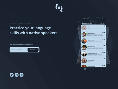 Slait Language Exchange - Coming Soon Signup branding design development frontend react ui