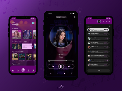 Dramusic - Music Player App app design media player mobile app music music app music player ui concept ui design ui mobile