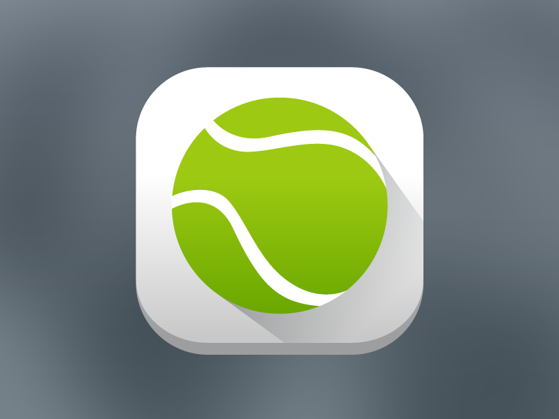 Tennis App icon gradient rounded long shadow material push icon ball tennis