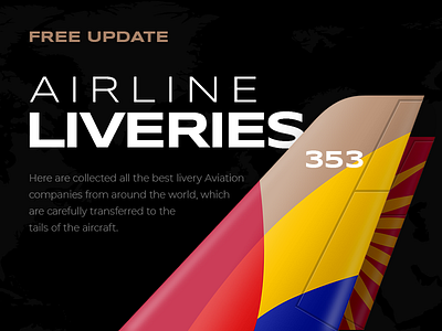 353 Airline Liveries + FREE Updates! aircraft airline airplane aviation carrier fly jet liveries livery logos tail tails