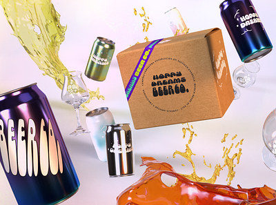 Hoppy Dreams Beer Co. beer beer art beer can branding fantasy packaging packagingdesign type