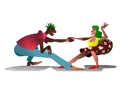 LATINO DANCERS cartoon character illustration mexican