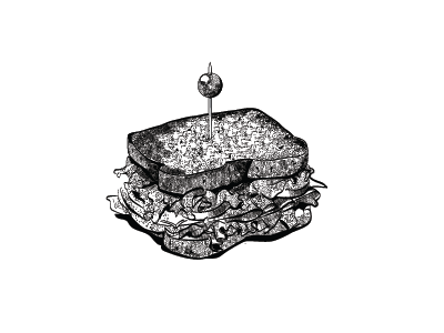 Sandwich black branding engraving food illustration white