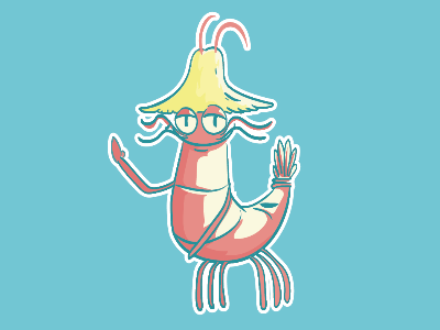 Aguachile character illustration shrimp vector