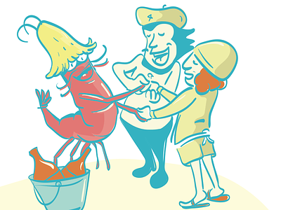 Los Aguachiles character che ché illustration los tres amigos sea shrimp vector