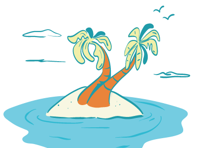 deserted island cartoon doddle palm sea vector