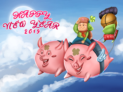 Earth Pig 2019 Happy New Year