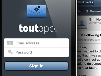Tout App Sign In app dark email ios iphone iphone app minimal sign in