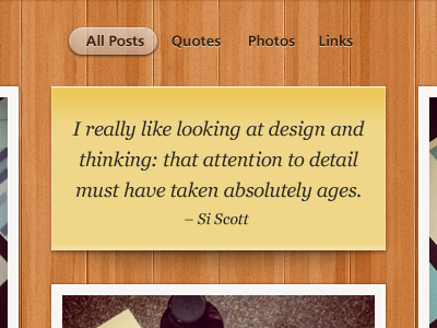 Photo Theme Blog Snippet blog details paper post it quote texture tumblog web web design website wood wordpress