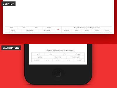 Responsive footer desktop footer mobile rejected responsive smartphone title block