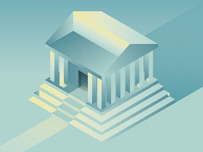 In & Out Bank bank columns finance geometric in isometric light out roof shadow stairs