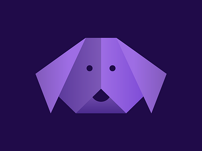 Woof animal bau dog origami paper puppy purple woof