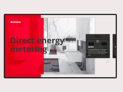 Direct energy metering display. monitor fair interactive parallax project slide swipe touch trade