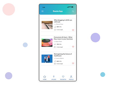 ReaderAppUI adobexd app concept content design ui ux