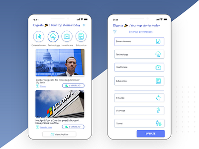 News Digests : Concept adobexd app card concept content design feed news news app ui ux