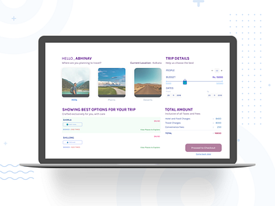 Trip Planner Checkout Experience concept design travel trip planner ui ux web