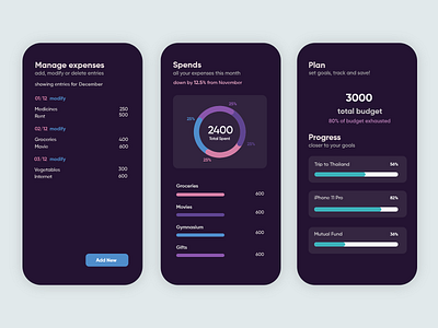 Expense Manager App - UI app app design card concept design expense manager expense tracker money app ui ux